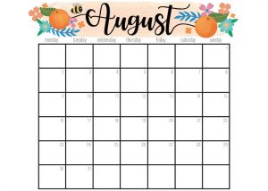 August Calendar Download